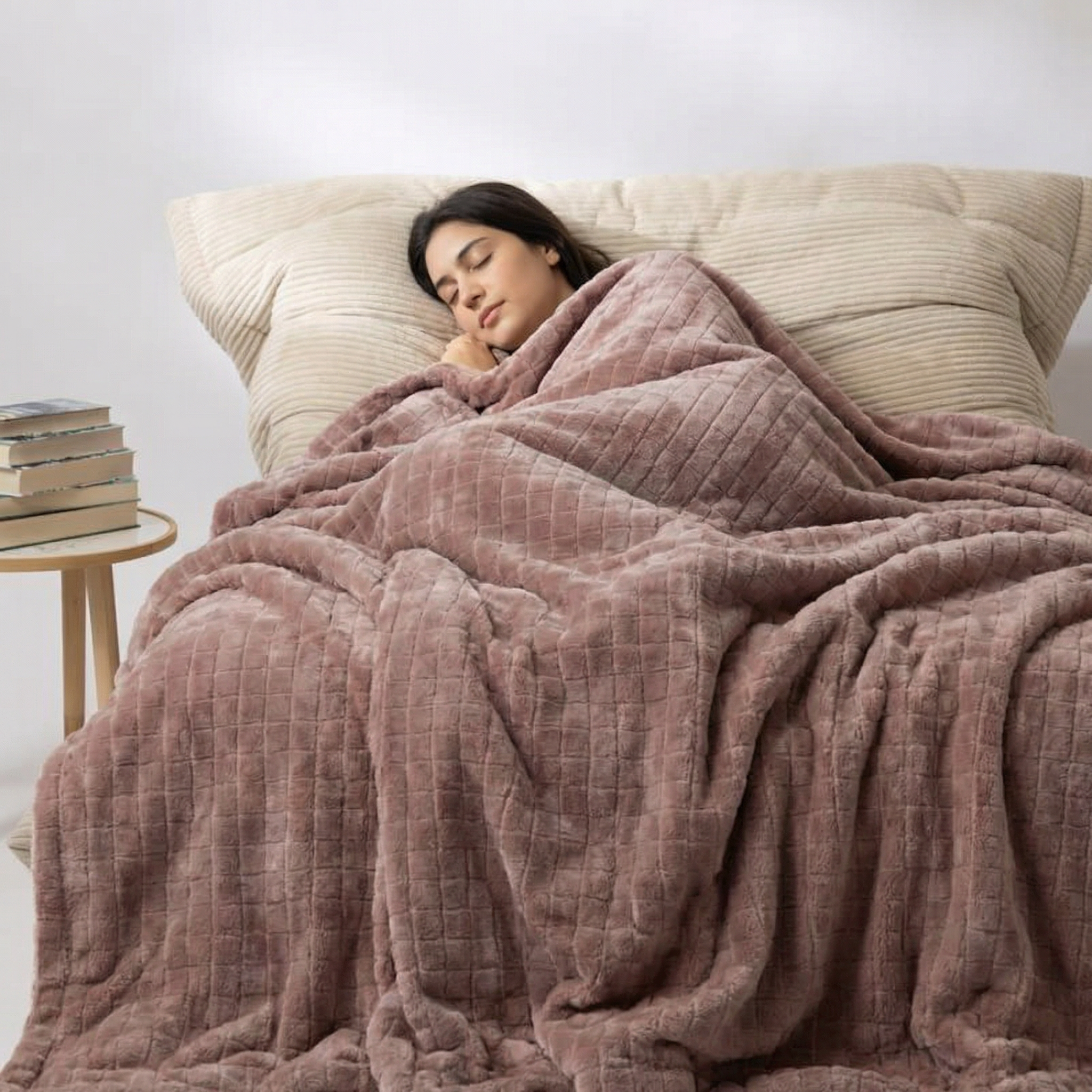 Original Therapiedecke - Gewichtsdecke mit 4-Jahreszeiten Bezug in Puderrosa für Erwachsene