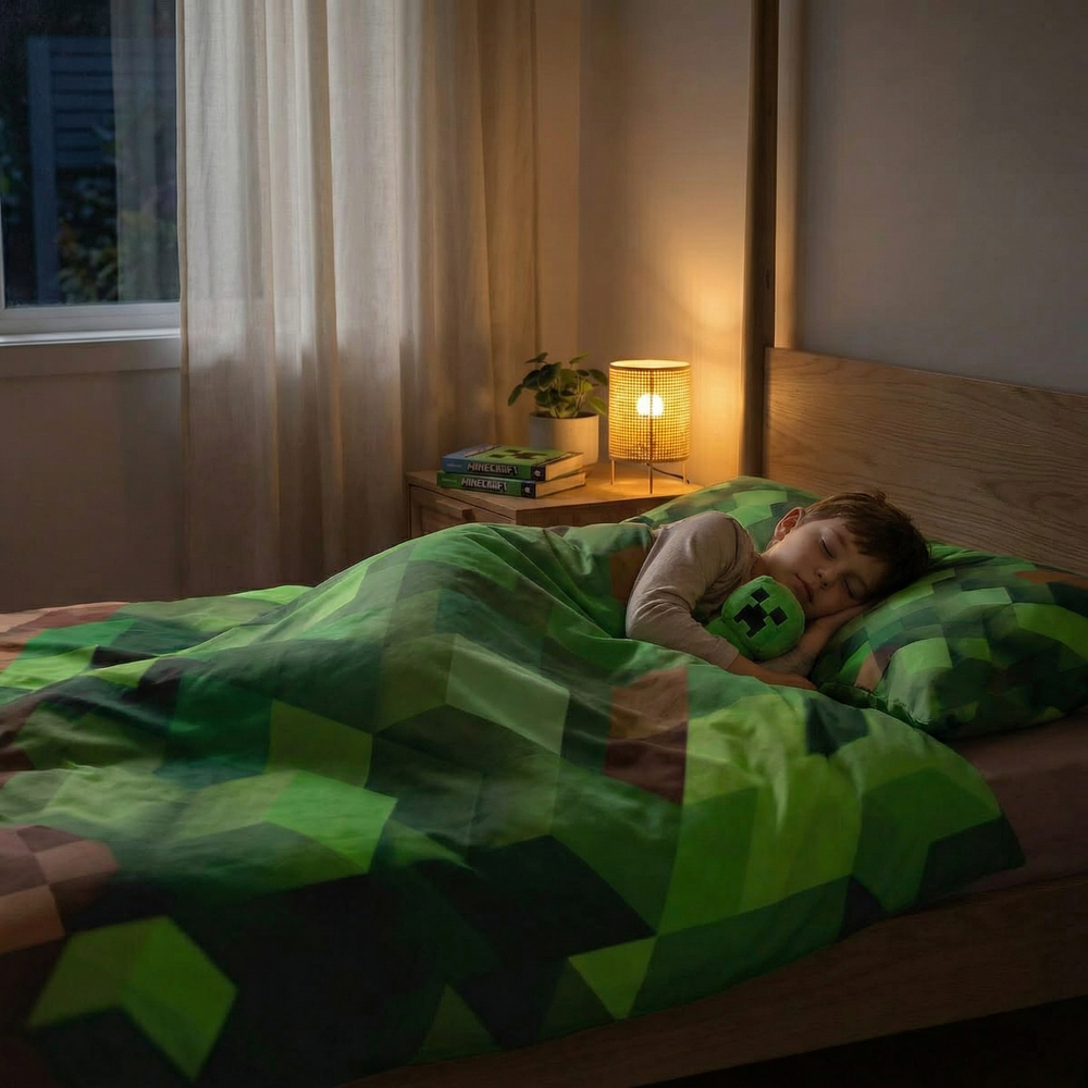 Original Therapiedecke - Minecraft Landschaft Gewichtsdecke mit Baumwollbezug für Kinder & Erwachsene