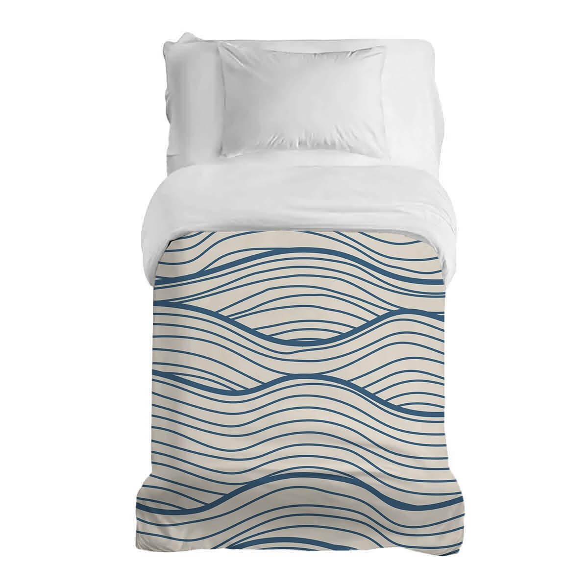 Original Therapiedecke - Baumwollbezug Beige Blaue Wellen