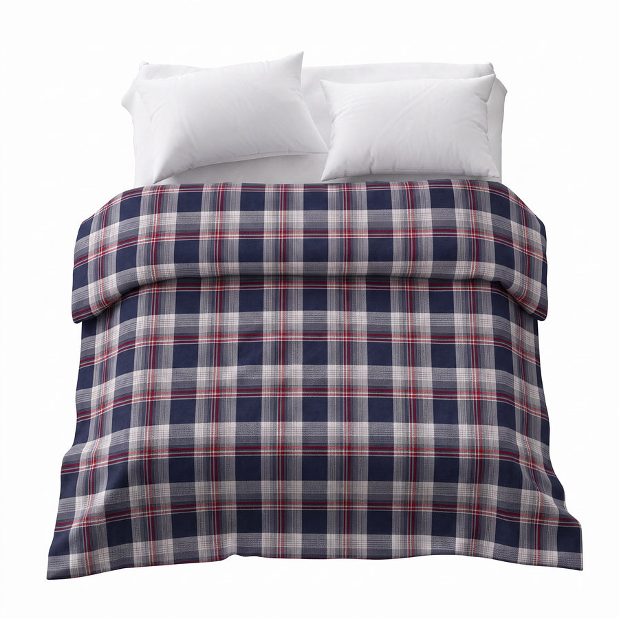 Flanellbezug Blau Kariert