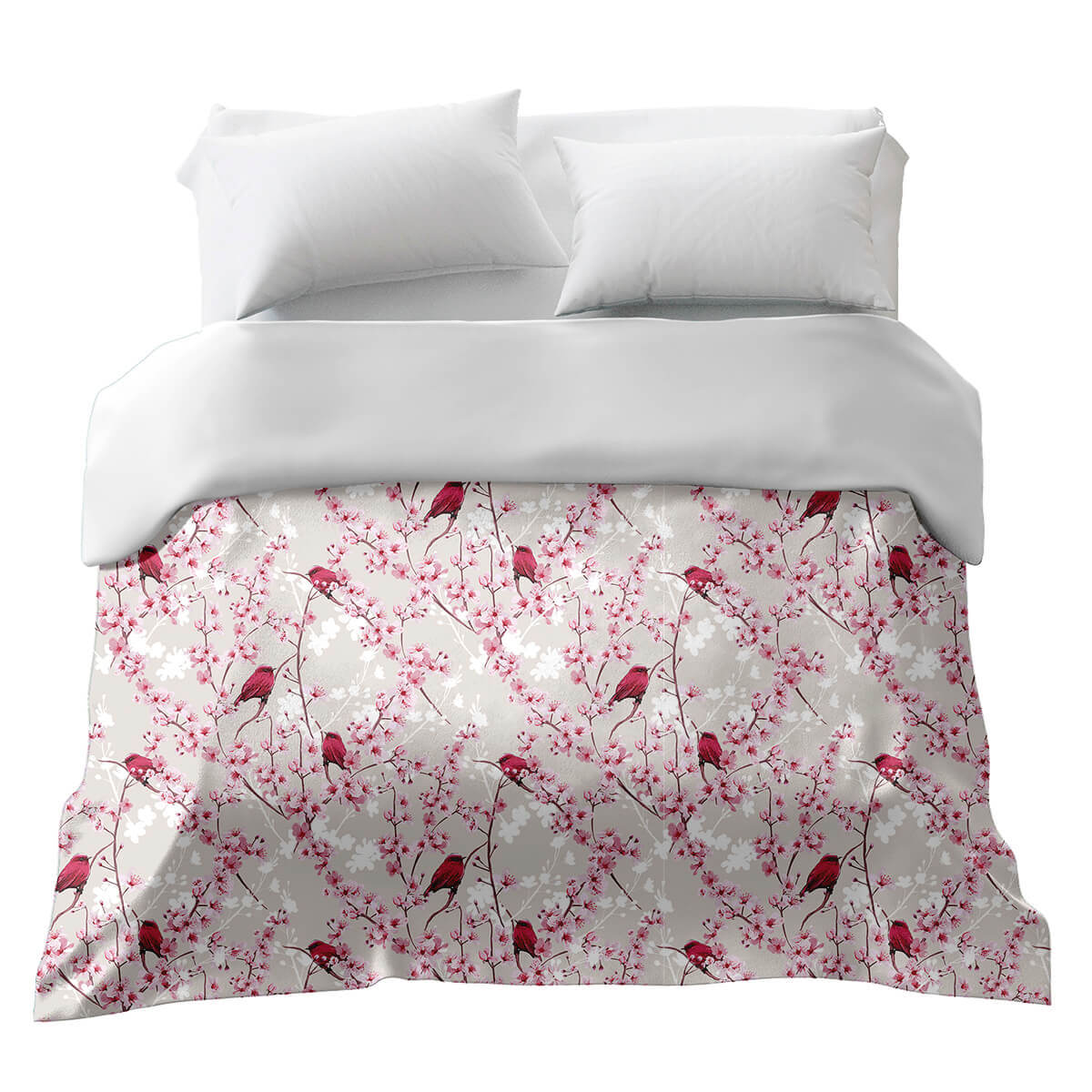Original Therapiedecke - Baumwollbezug Kirschblüten mit Vögeln