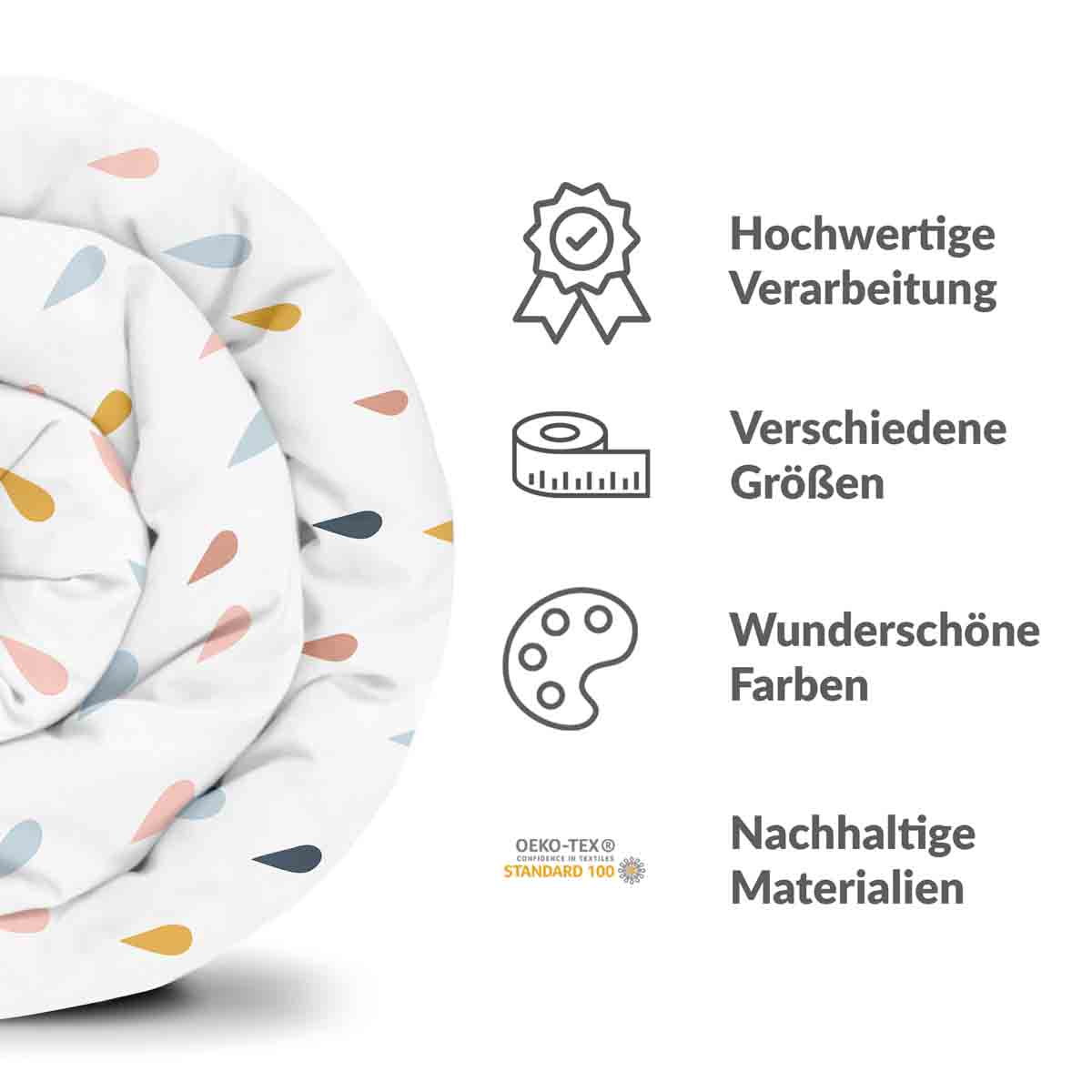 Original Therapiedecke - Baumwoll Bettwäsche Set mit bunten Tropfen