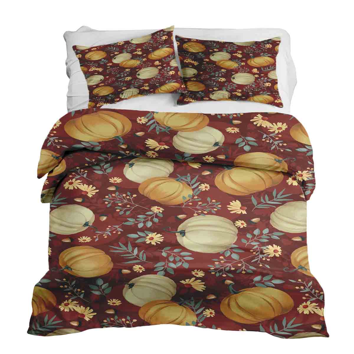 Original Therapiedecke - Baumwoll Bettwäsche Set Rot mit Kürbissen