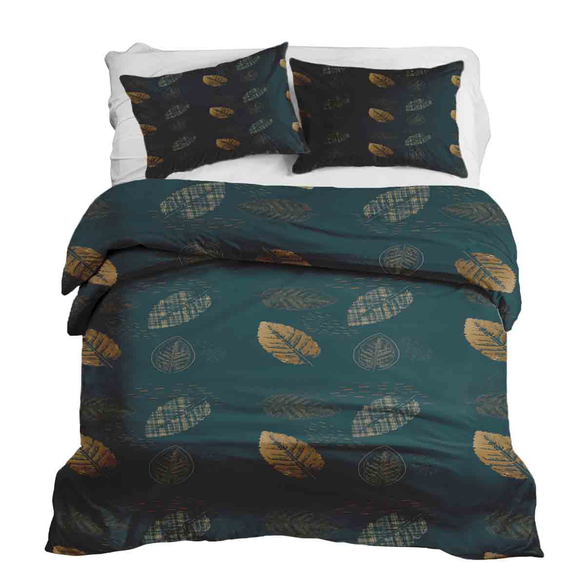 Original Therapiedecke - Baumwoll Bettwäsche Set Grün mit goldenem Blatt