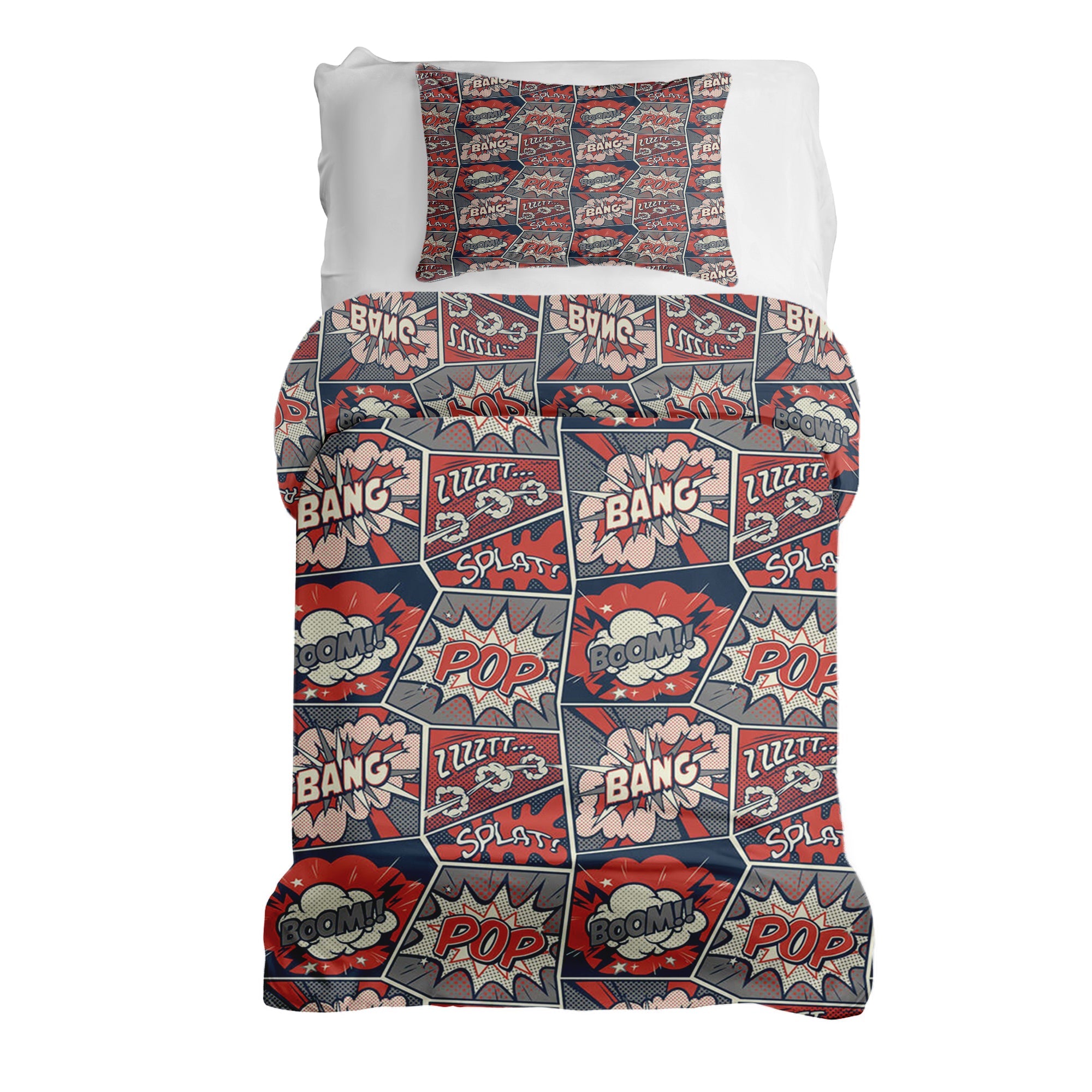 Original Therapiedecke - Baumwoll Bettwäsche Set Rot mit Comic