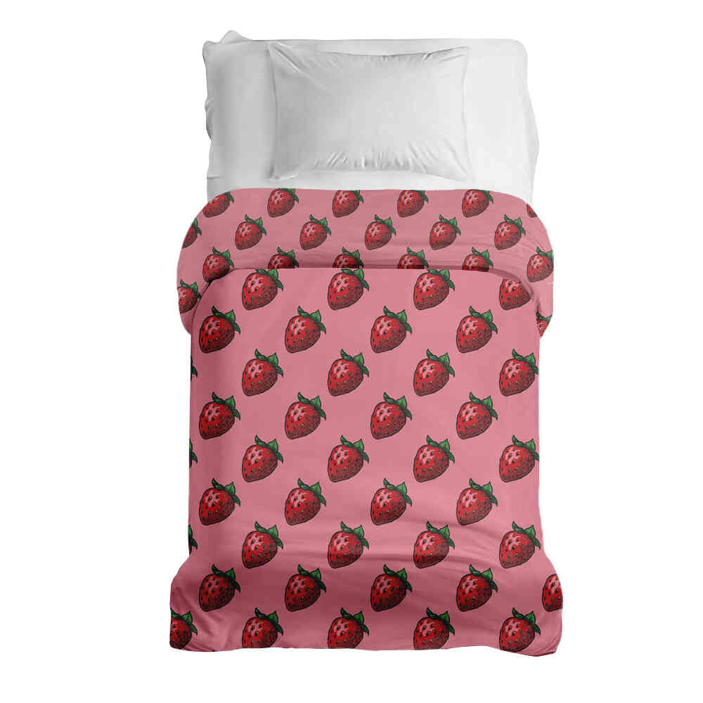 Original Therapiedecke - Baumwollbezug Pink mit Erdbeeren
