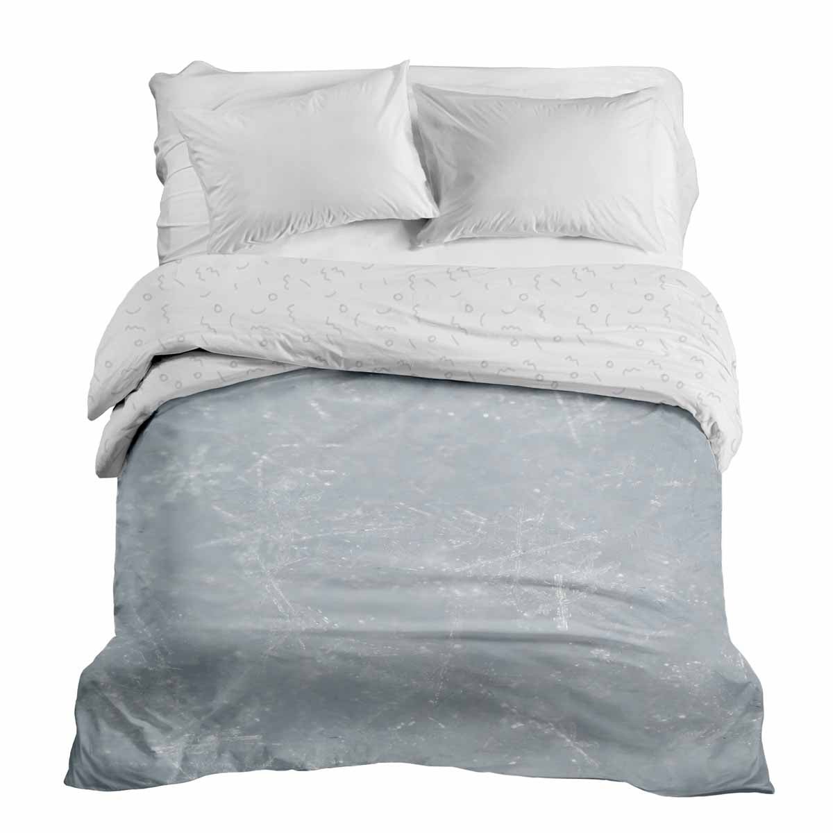 Original Therapiedecke - Baumwollbezug Grau mit Schneeflocken