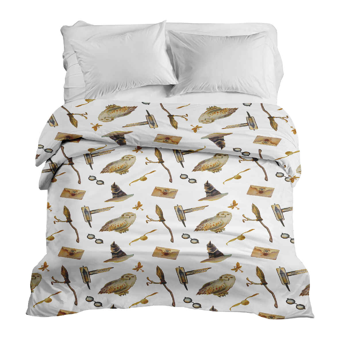 Original Therapiedecke - Baumwollbezug Weiß mit Eulen