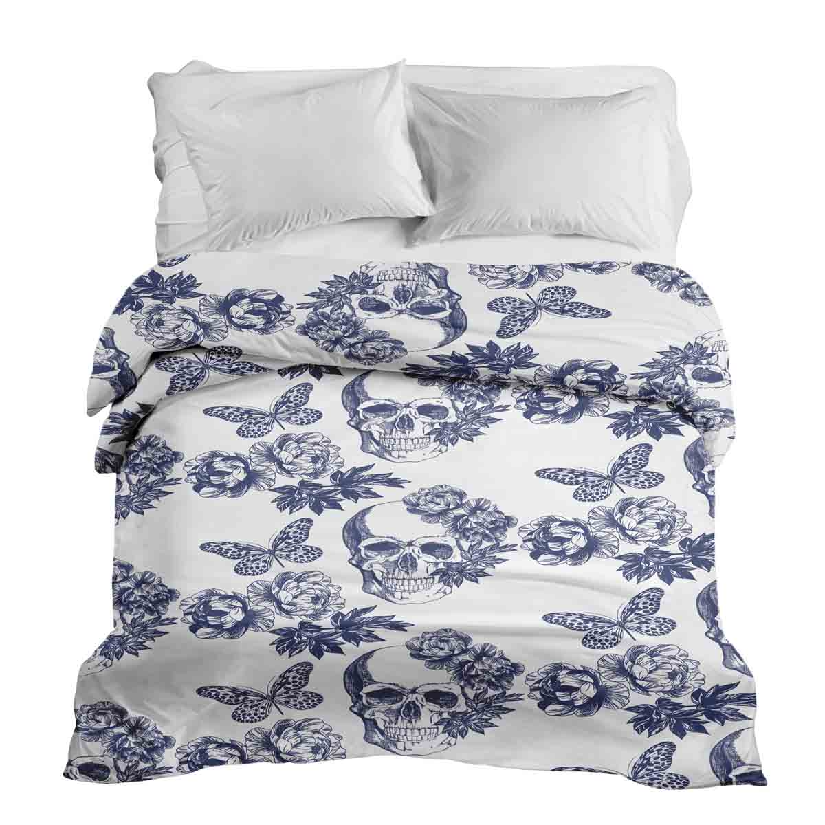 Original Therapiedecke - Baumwollbezug Blumen Skull