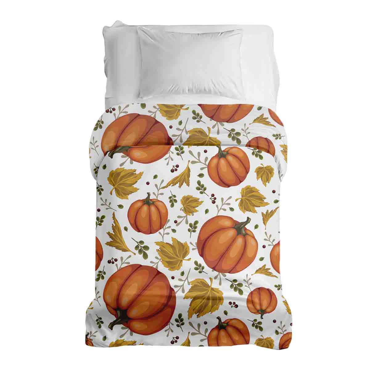 Original Therapiedecke - Baumwollbezug Weiß mit großen Kürbissen