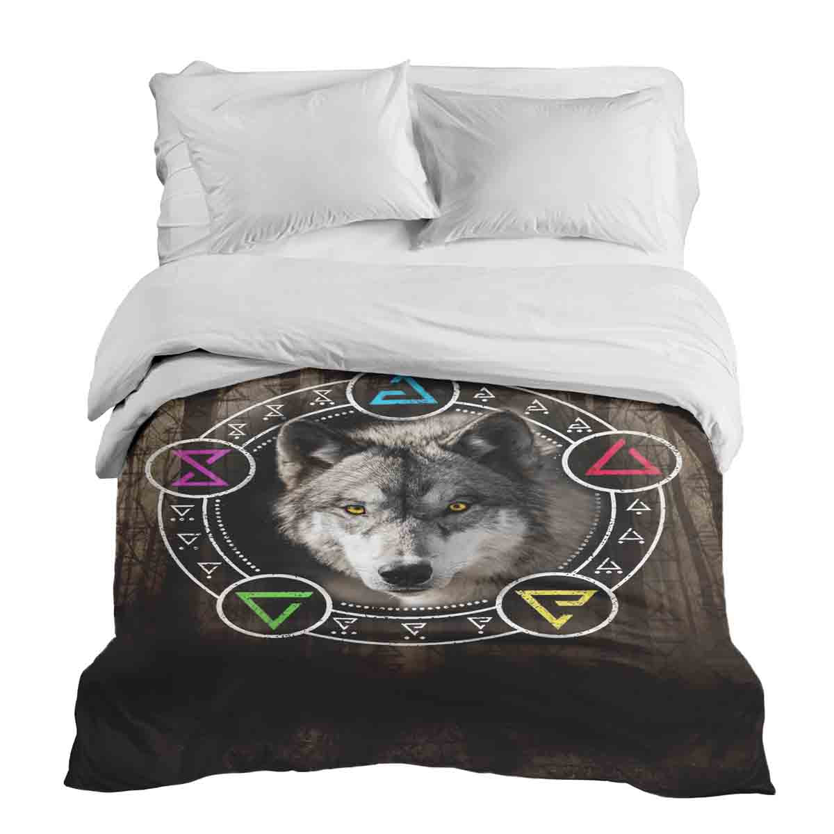 Original Therapiedecke - Baumwollbezug Braun mit Wolf