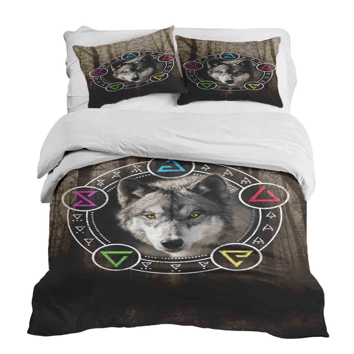 Original Therapiedecke - Baumwoll Bettwäsche Set Braun mit Wolf