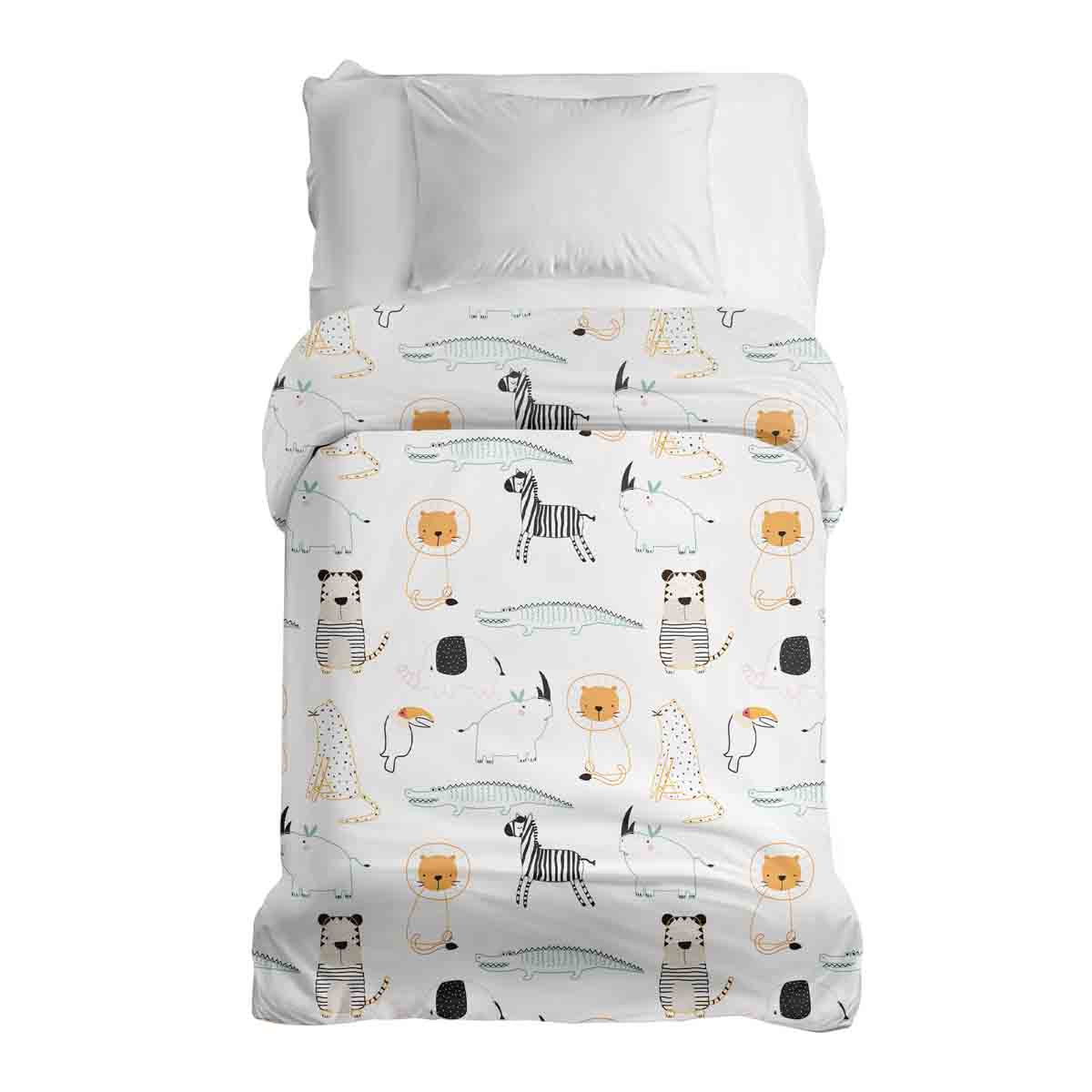 Original Therapiedecke - Baumwollbezug Weiß mit Zootieren