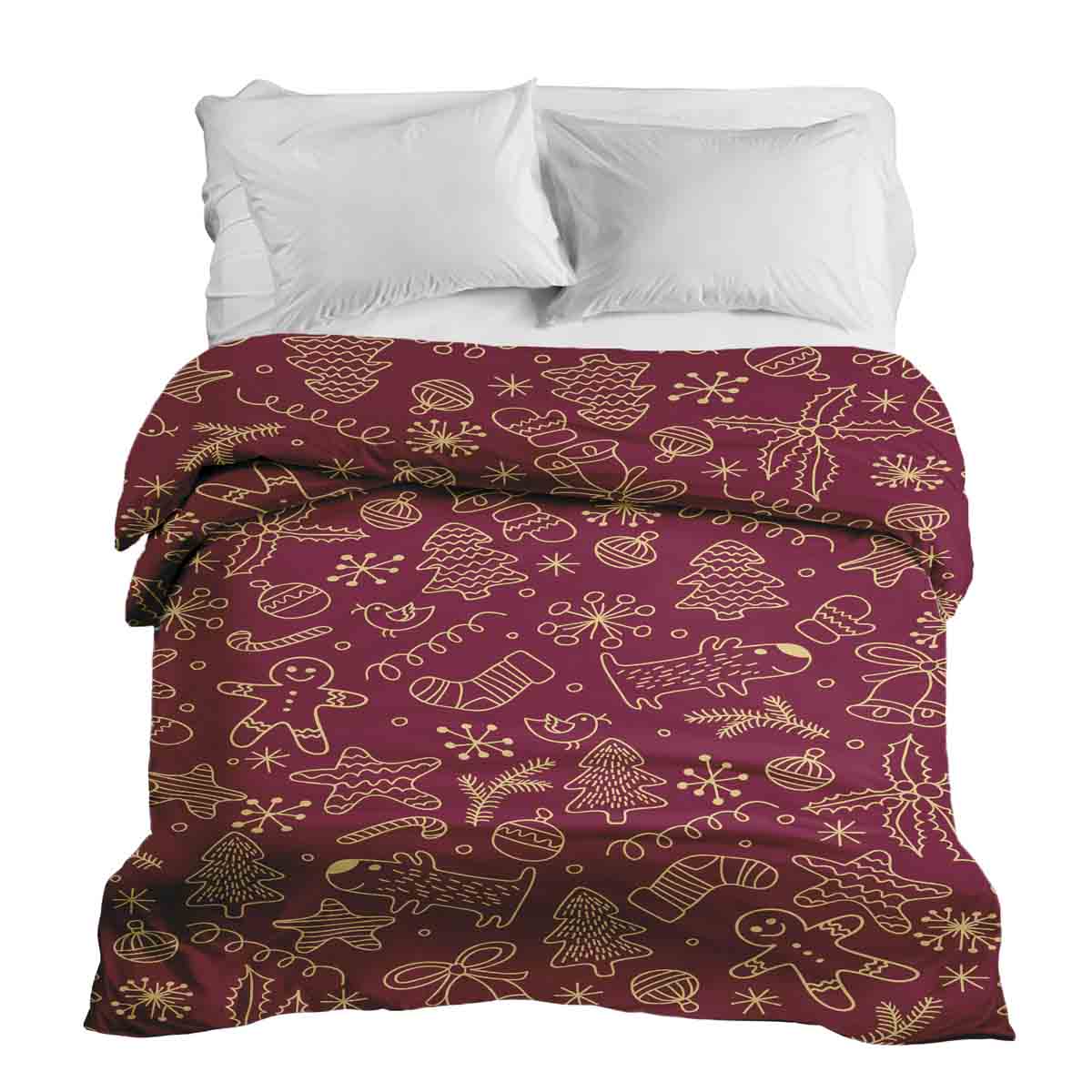 Original Therapiedecke - Baumwollbezug Rot mit lustigen Weihnachtsmotiven