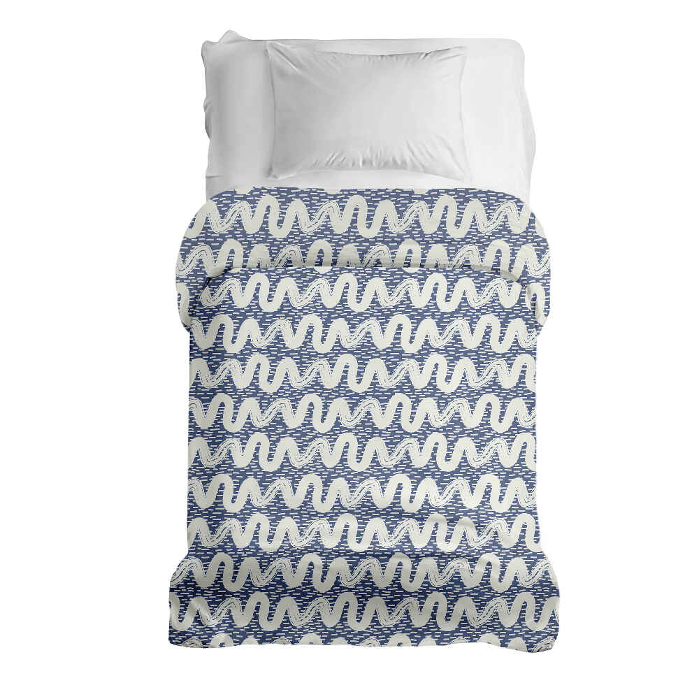 Original Therapiedecke - Baumwollbezug blau weiße Wellen