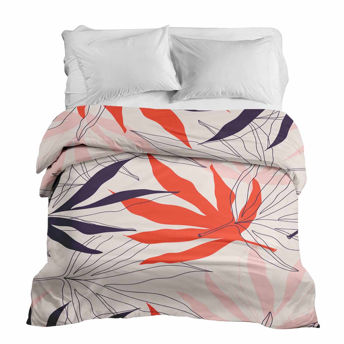 Original Therapiedecke - Baumwollbezug Beige mit bunten Blättern