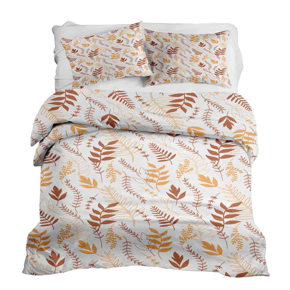 Original Therapiedecke - Baumwoll Bettwäsche Set Weiß mit herbstlichen Zweigen