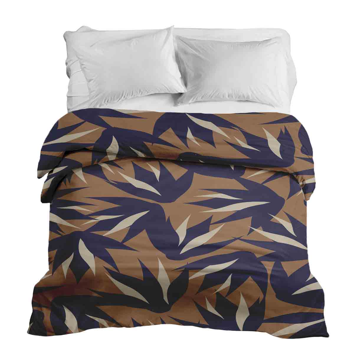 Original Therapiedecke - Baumwollbezug Braun mit blauen Blättern