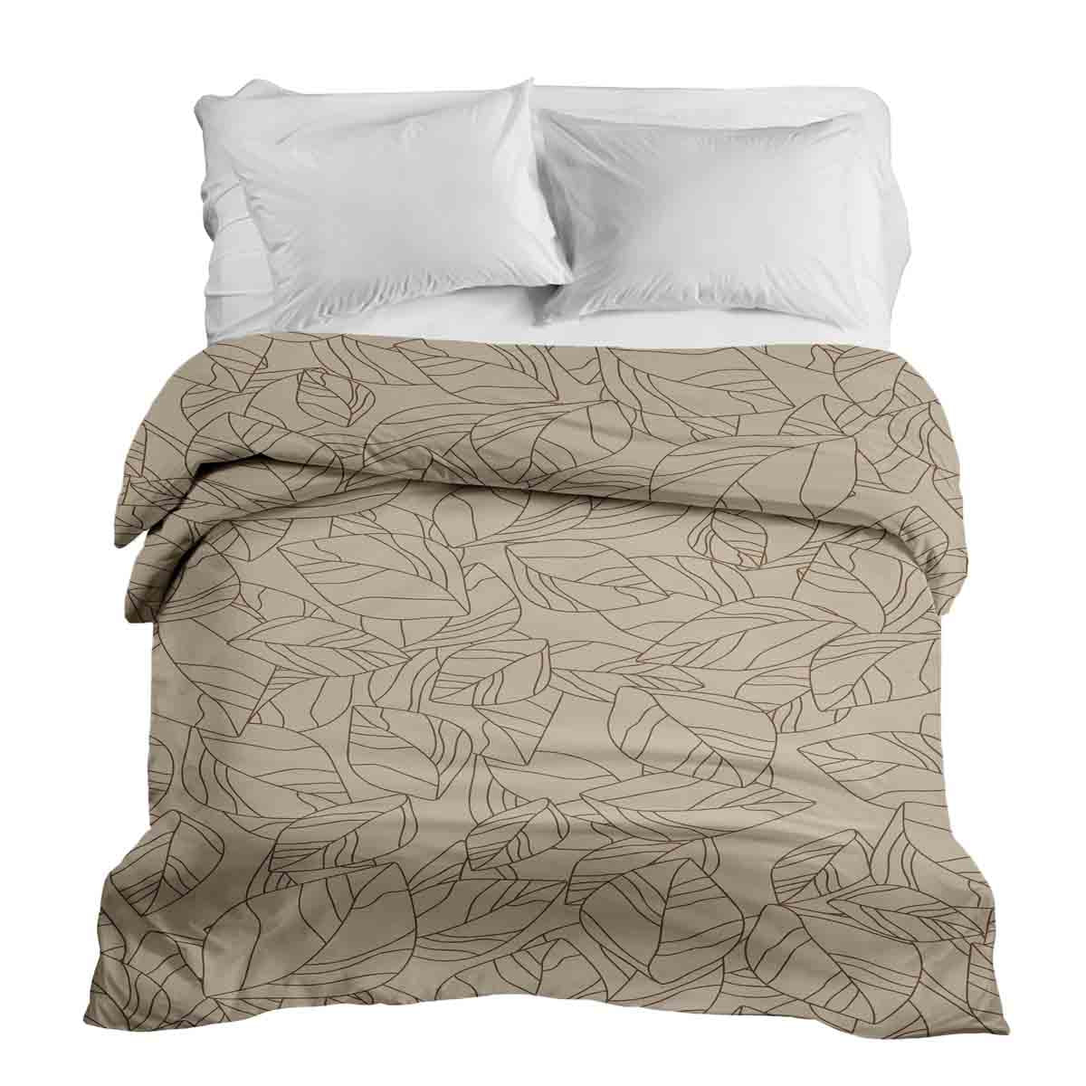 Original Therapiedecke - Baumwollbezug Beige mit Blattform Schwarz