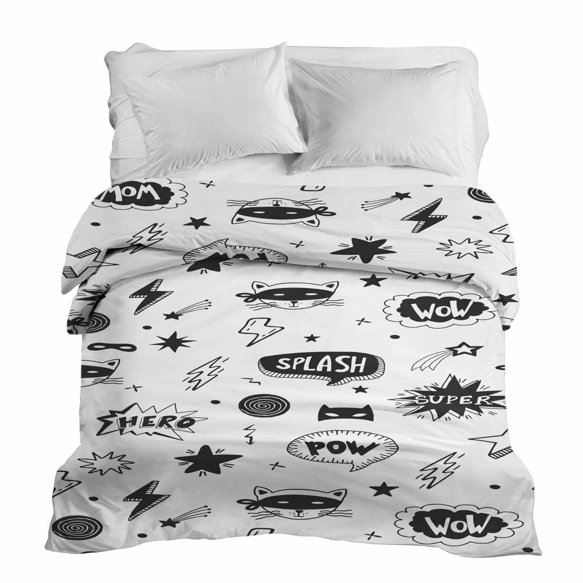 Original Therapiedecke - Baumwollbezug Weiß Superhelden