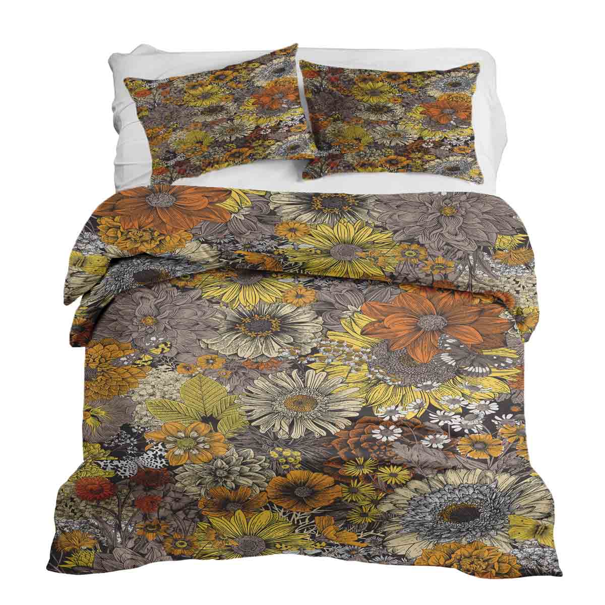 Original Therapiedecke - Baumwoll Bettwäsche Set gelbe Blumen