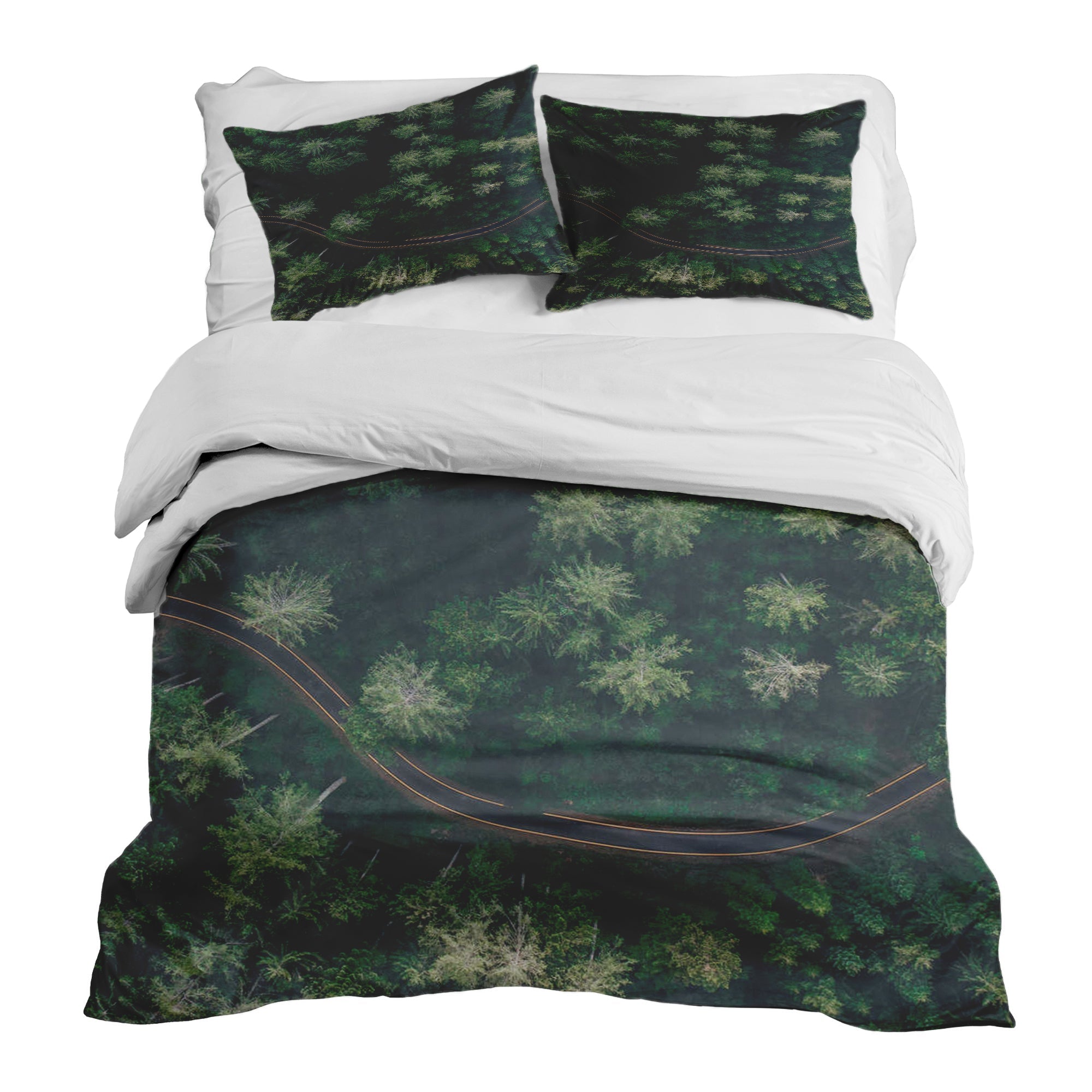 Original Therapiedecke - Baumwoll Bettwäsche Set Straße im Wald