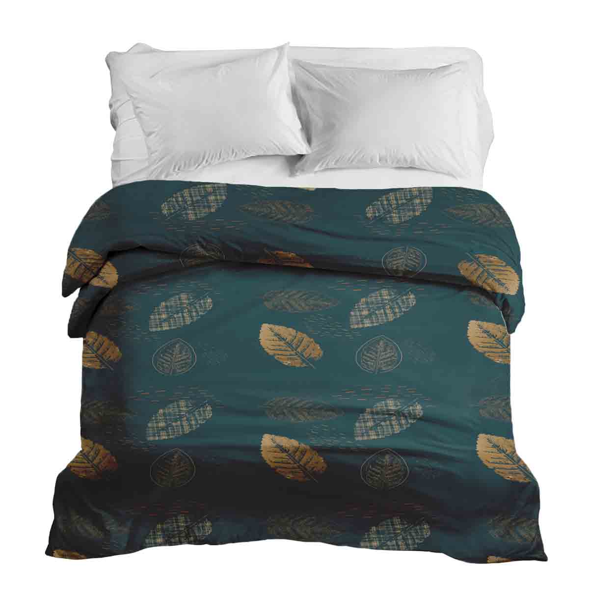 Original Therapiedecke - Baumwollbezug Grün mit goldenem Blatt