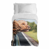Original Therapiedecke - Baumwollbezug mit Hund im Auto