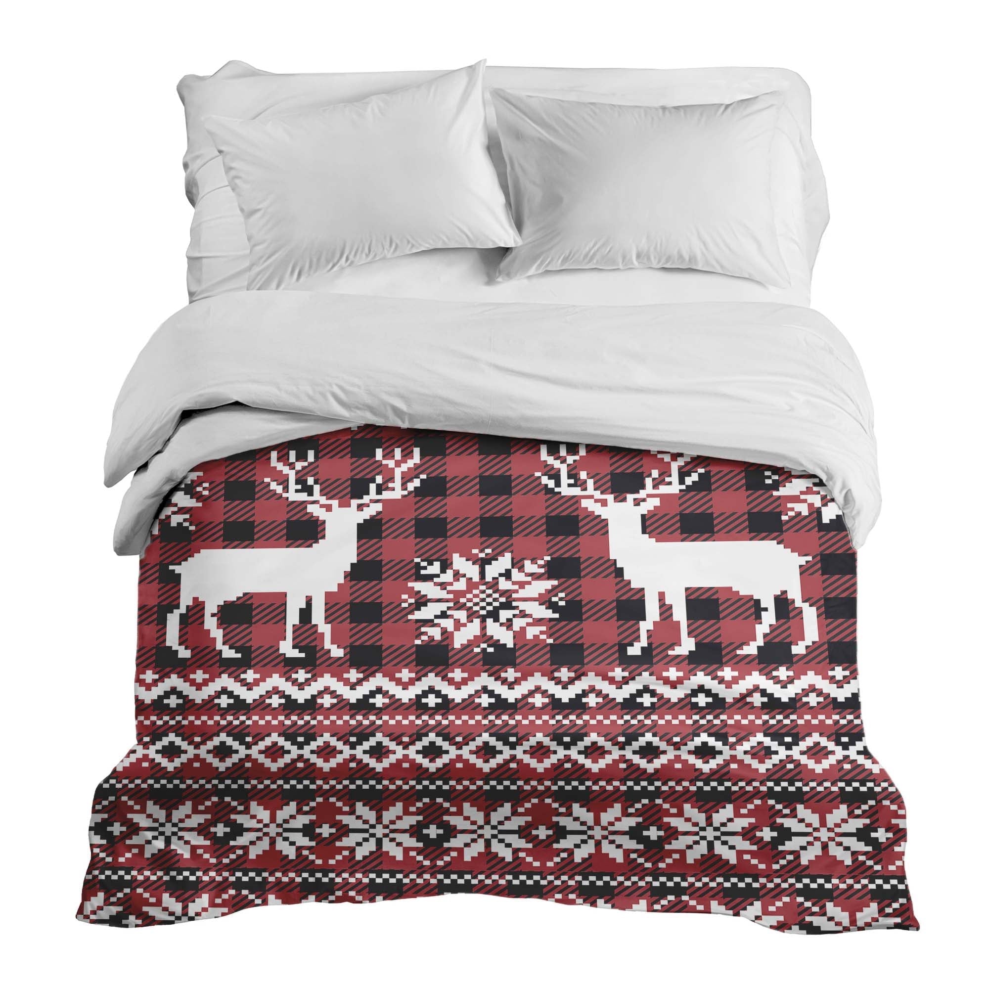 Original Therapiedecke - Baumwollbezug Karo mit Rentier