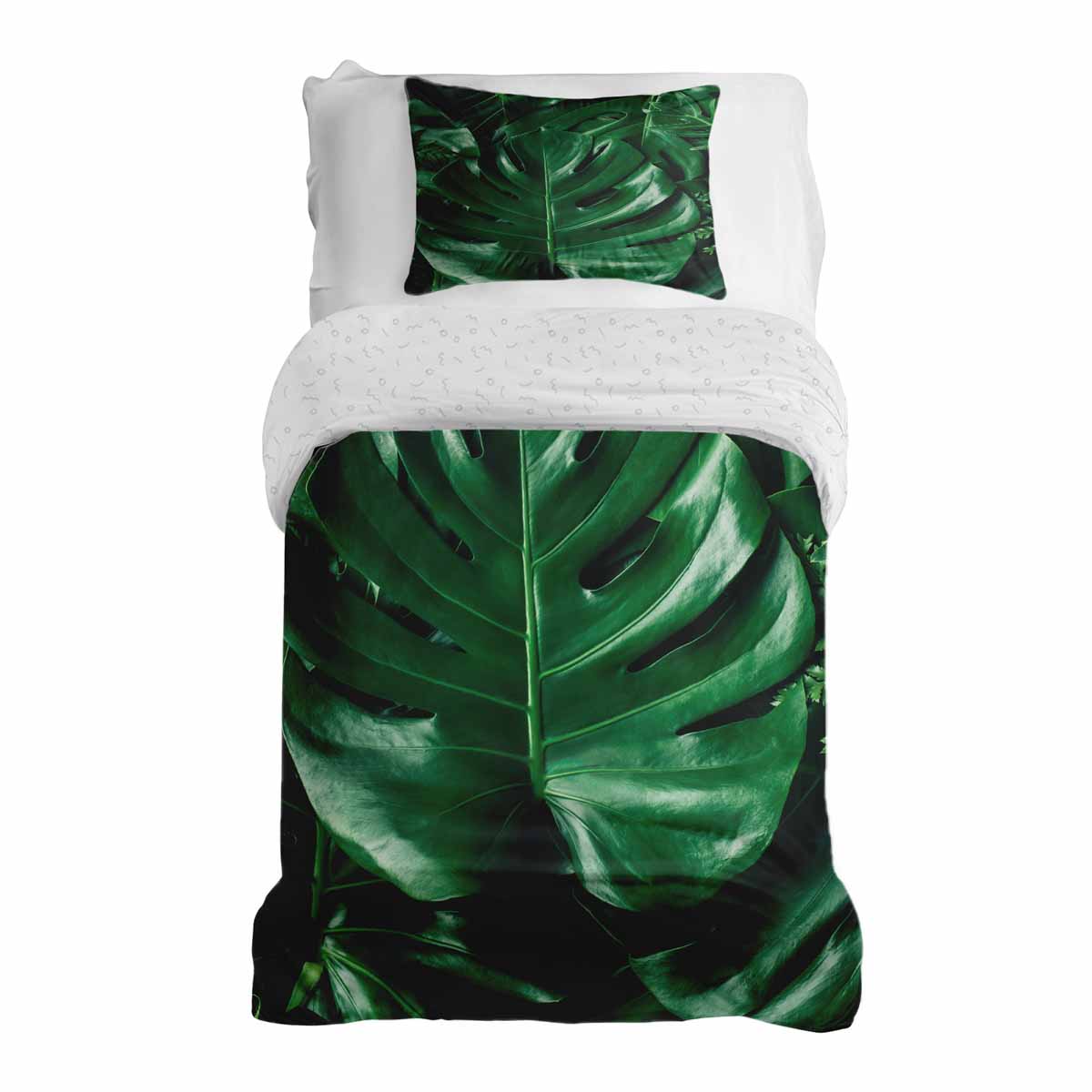 Original Therapiedecke - Baumwoll Bettwäsche Set mit Monstera Pflanze