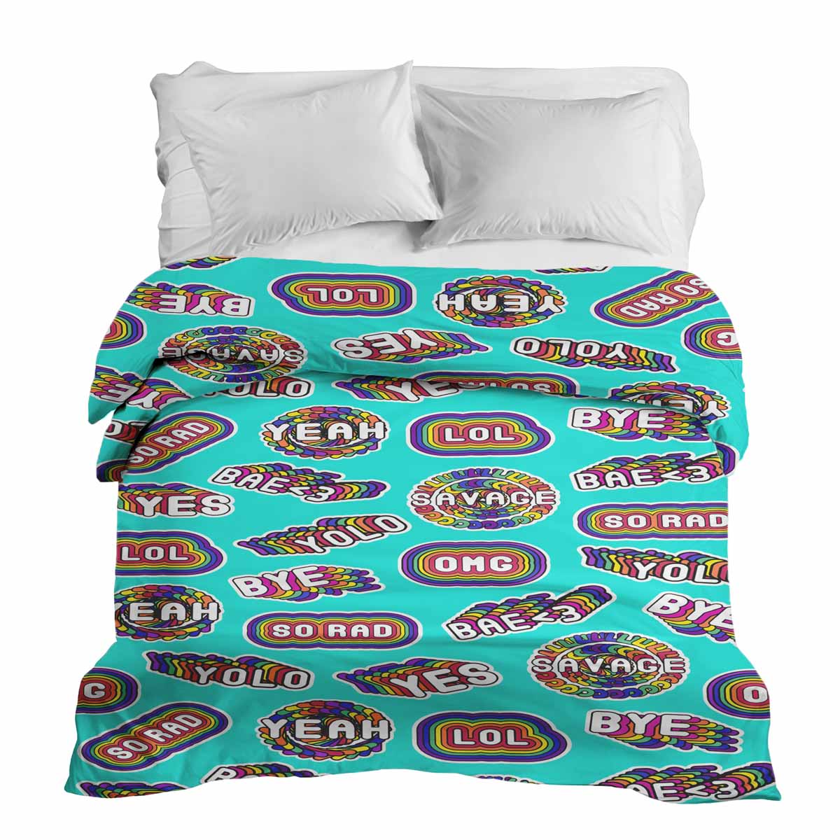 Original Therapiedecke - Baumwollbezug Türkis mit Sprüchen