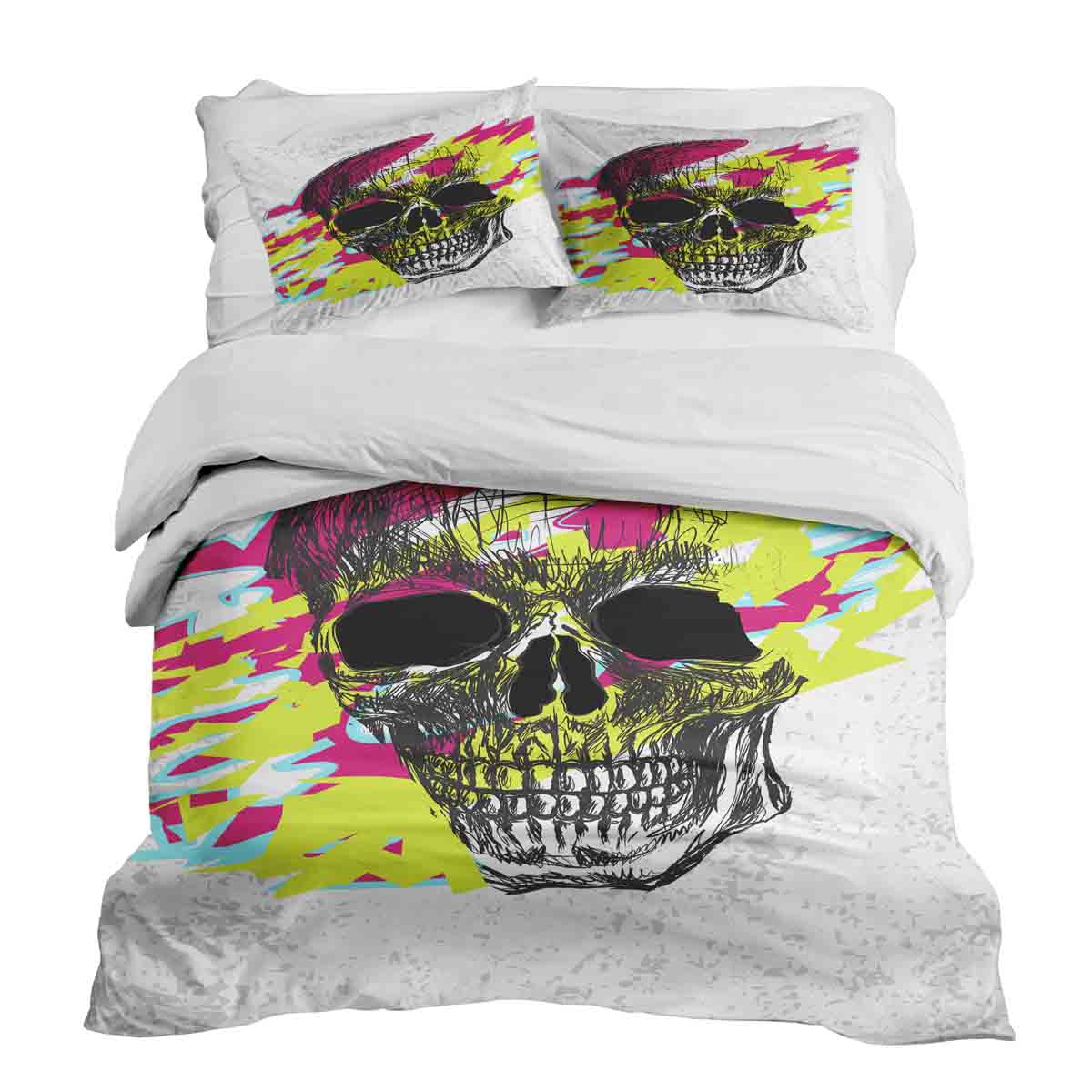 Original Therapiedecke - Baumwoll Bettwäsche Set Totenkopf Bunt