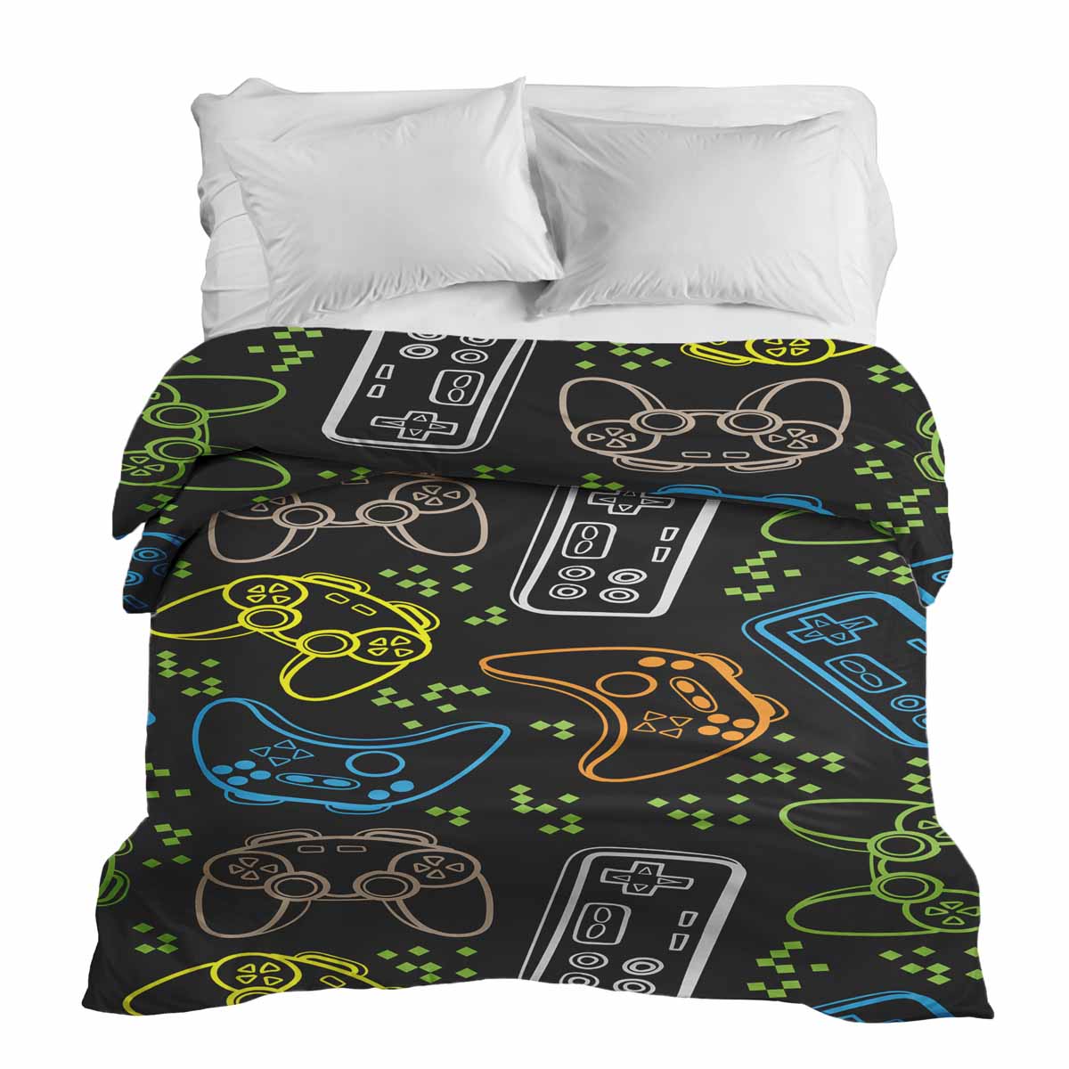 Original Therapiedecke - Baumwollbezug Schwarz mit Spielkonsolen