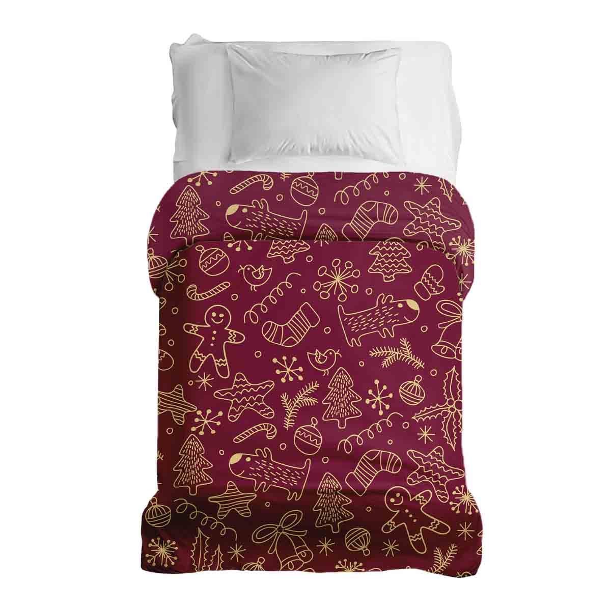 Original Therapiedecke - Baumwollbezug Rot mit lustigen Weihnachtsmotiven