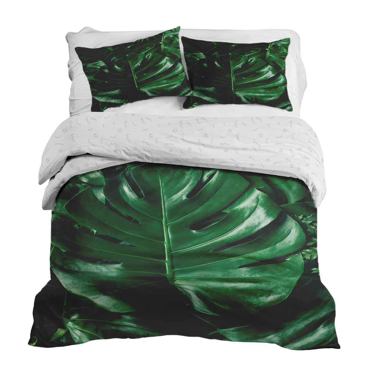Original Therapiedecke - Baumwoll Bettwäsche Set mit Monstera Pflanze