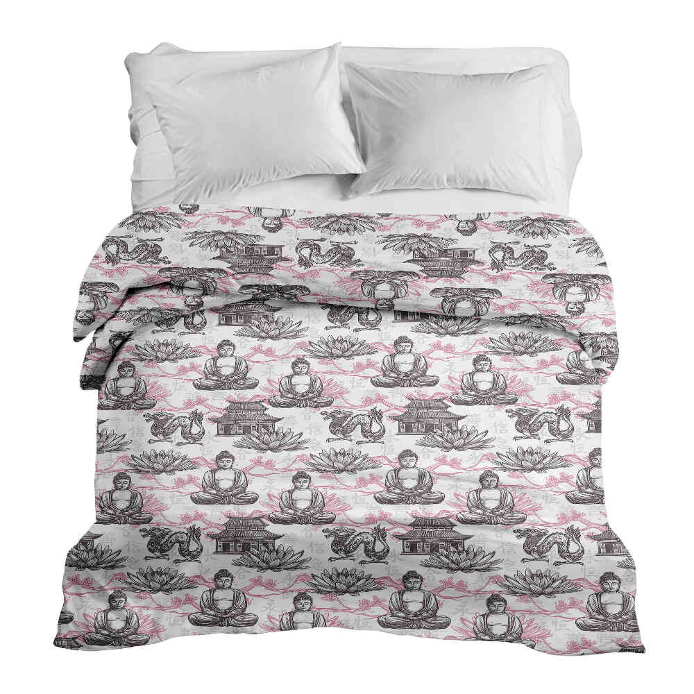 Original Therapiedecke - Bauwollbezug mit rosa Buddha