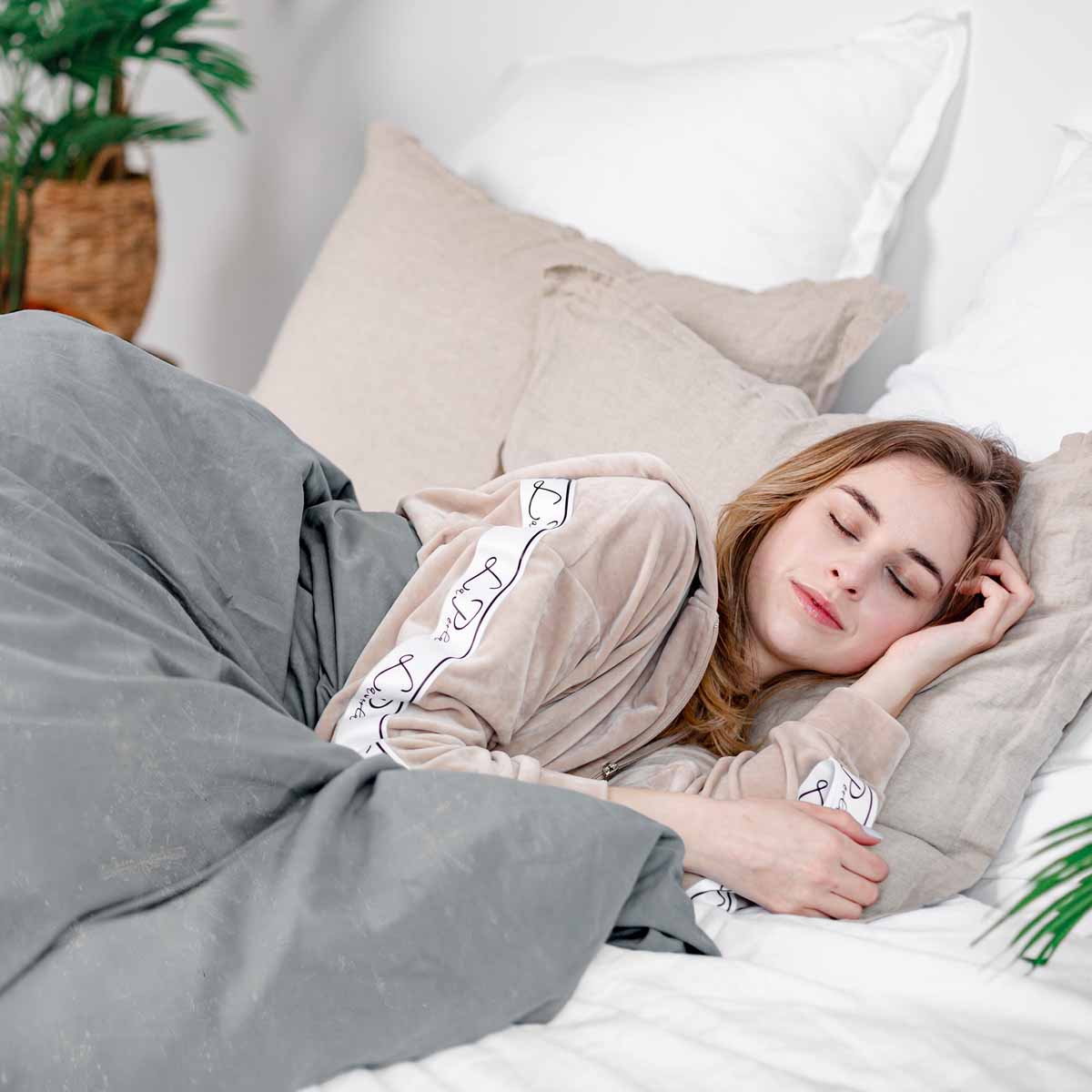 Original Therapiedecke - Baumwoll Bettwäsche Set Grau mit Schneeflocken