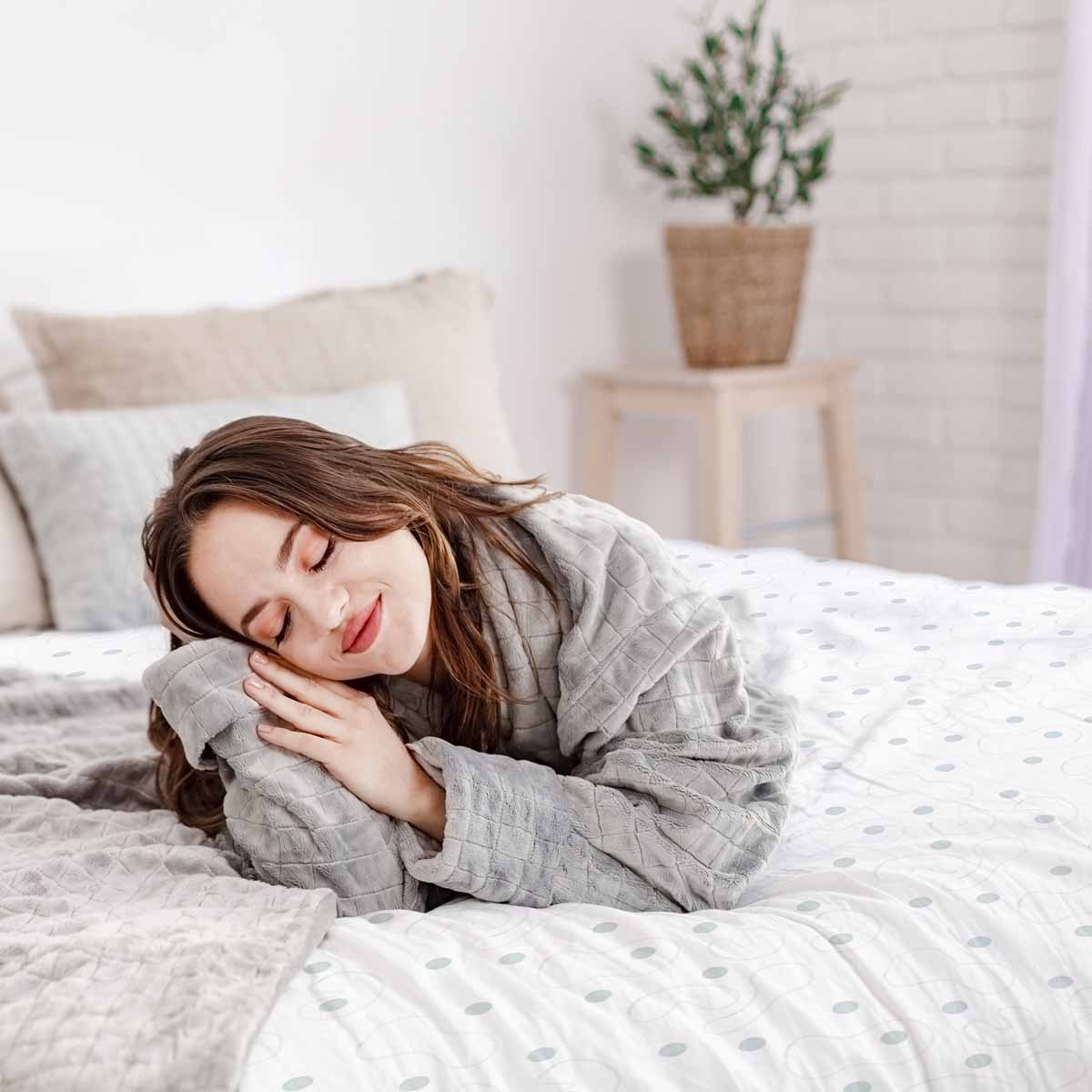 Original Therapiedecke - Baumwollbezug Weiß mit grauen Punkten