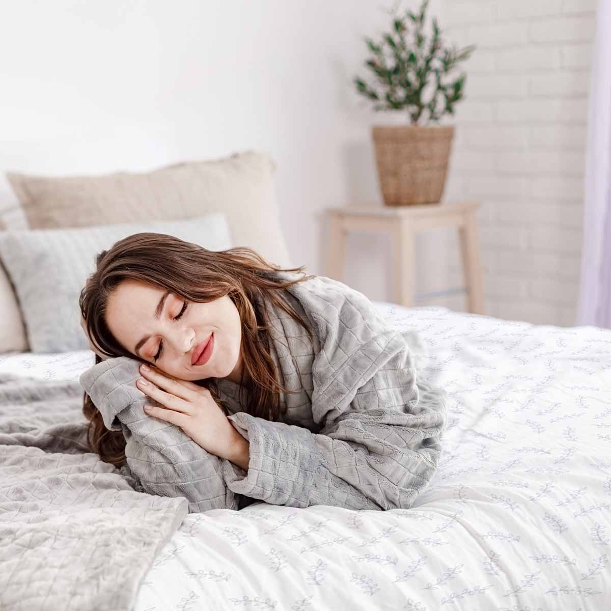 Original Therapiedecke - Baumwoll Bettwäsche Set mit zarten Blättern