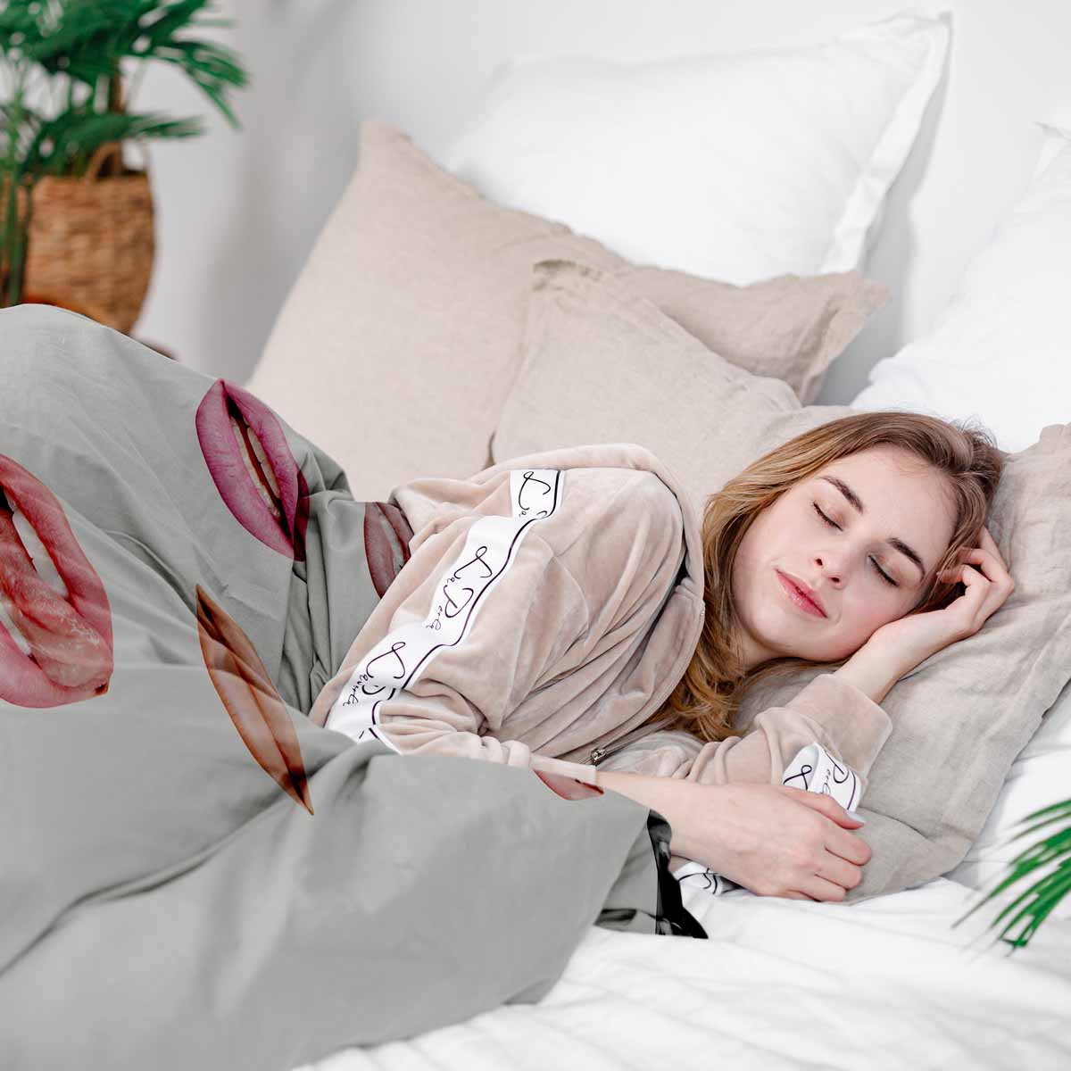 Original Therapiedecke - Baumwollbezug Weiß mit Lippen