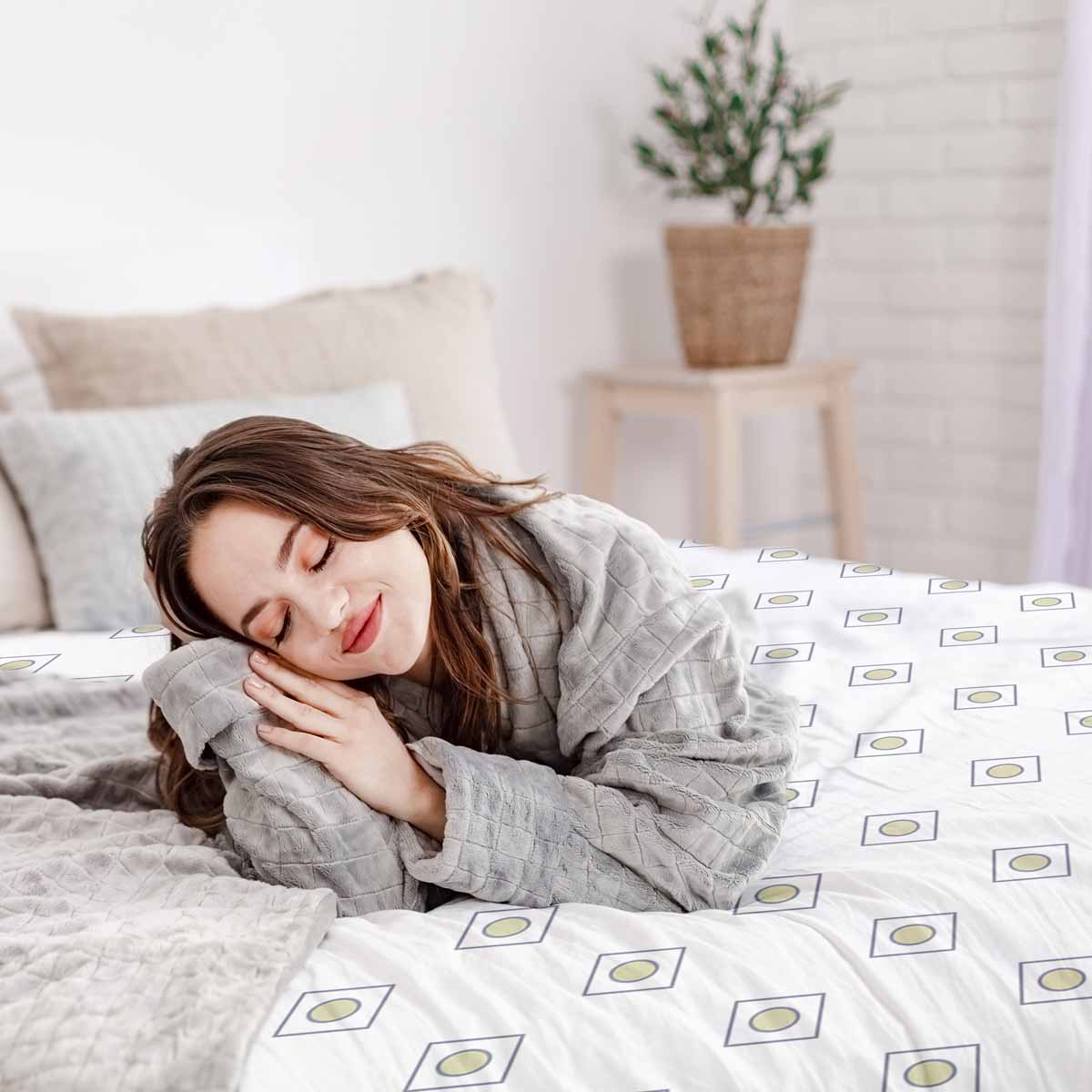 Original Therapiedecke - Baumwoll Bettwäsche Set Weiß mit grünen Kreisen