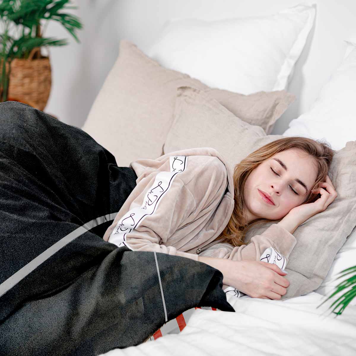 Original Therapiedecke - Baumwollbezug Dunkelgrau mit weißem Streifen