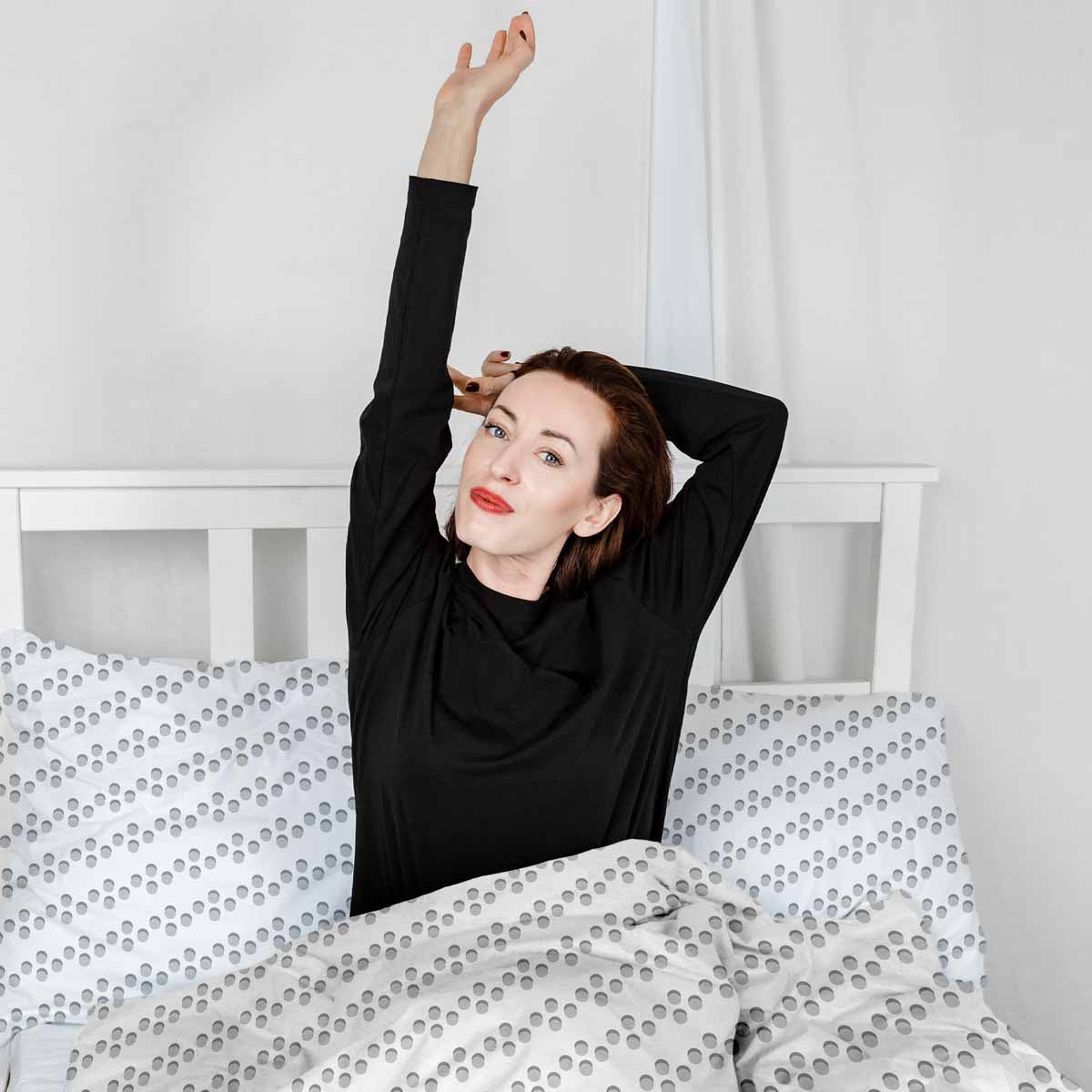 Original Therapiedecke - Baumwoll Bettwäsche Set Weiß mit grauen Kreisen