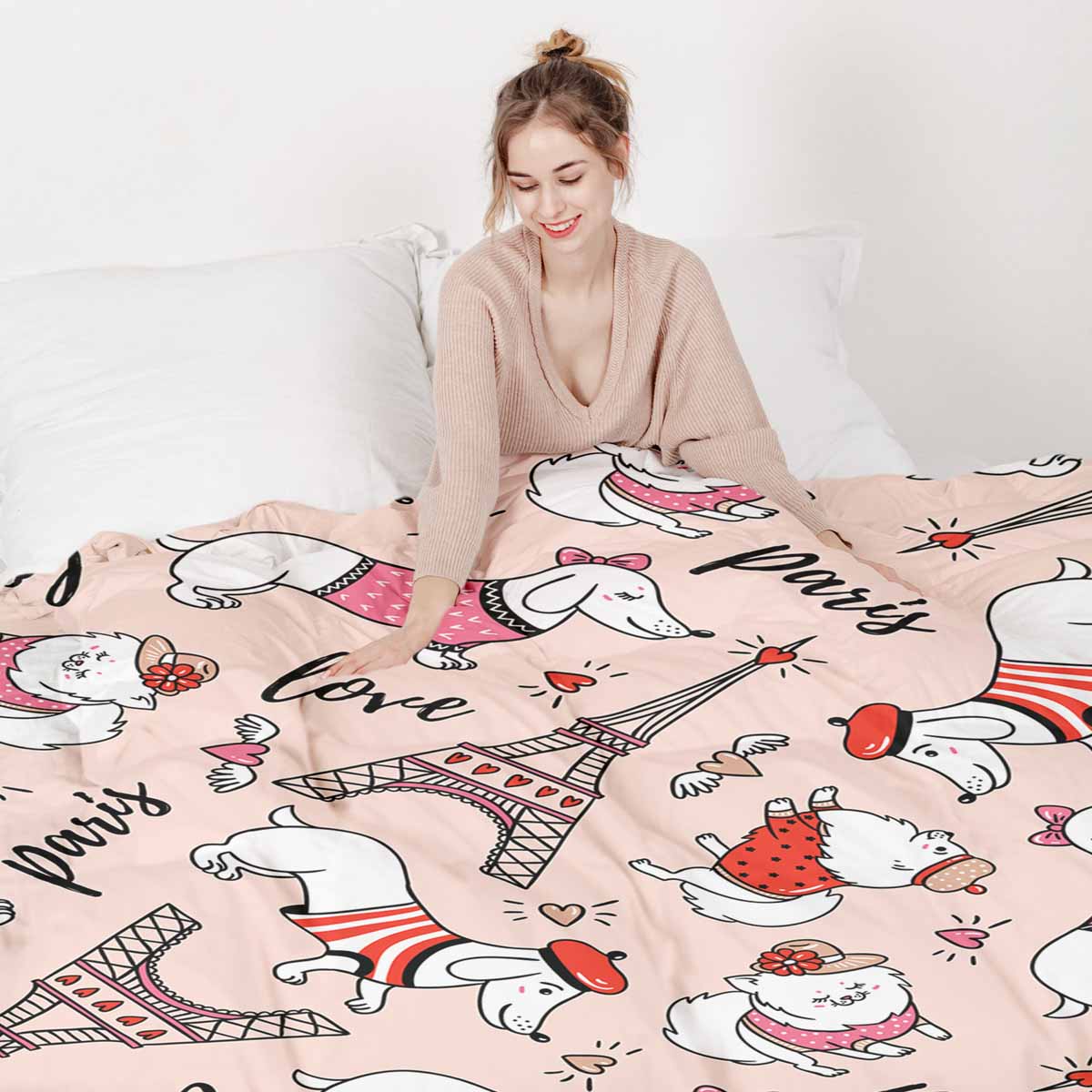 Original Therapiedecke - Baumwoll Bettwäsche Set Hund in Paris