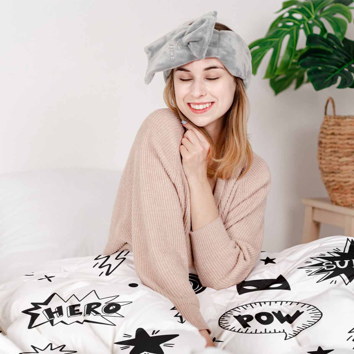 Original Therapiedecke - Baumwoll Bettwäsche Set Weiß mit Superhelden