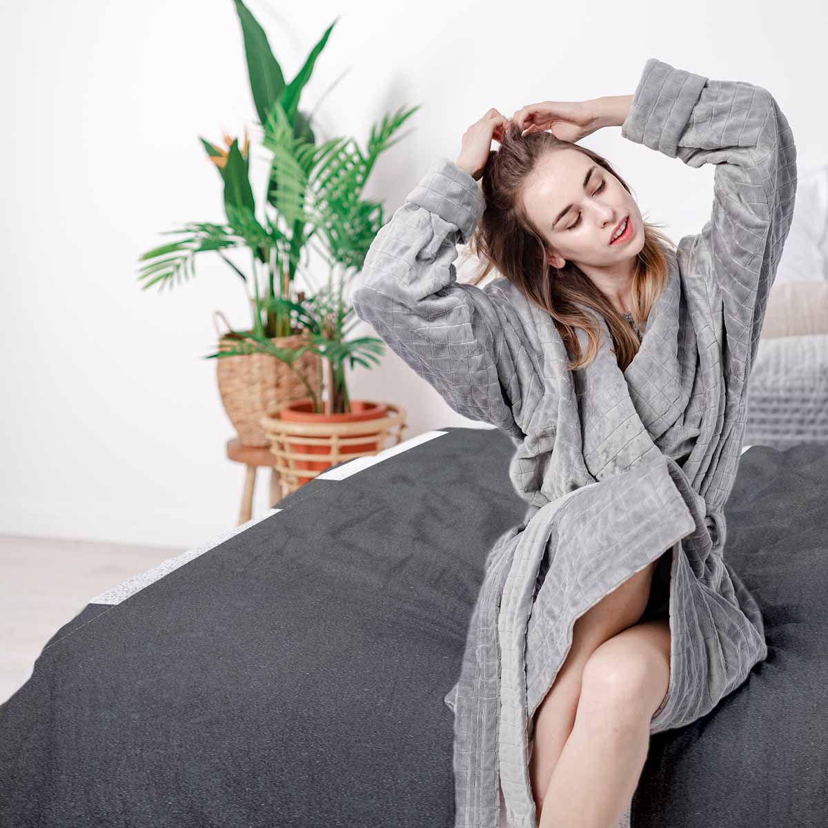 Original Therapiedecke - Baumwollbezug Dunkelgrau mit weißem Streifen