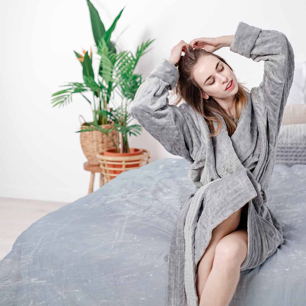 Original Therapiedecke - Baumwoll Bettwäsche Set Grau mit Schneeflocken