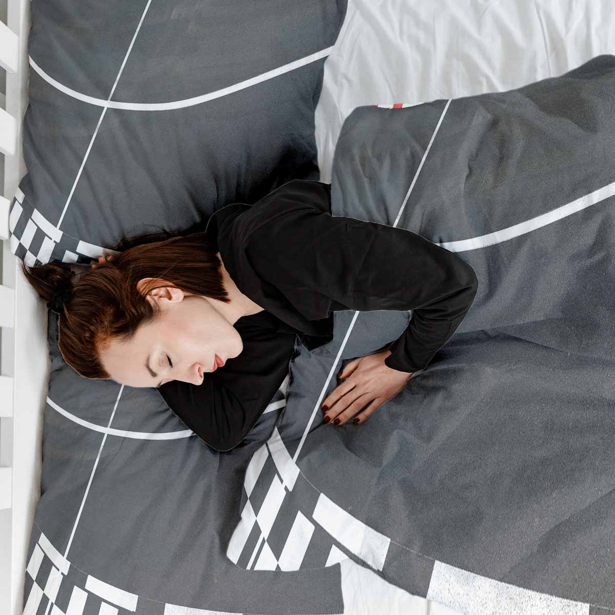 Original Therapiedecke - Baumwollbezug Dunkelgrau mit weißem Streifen