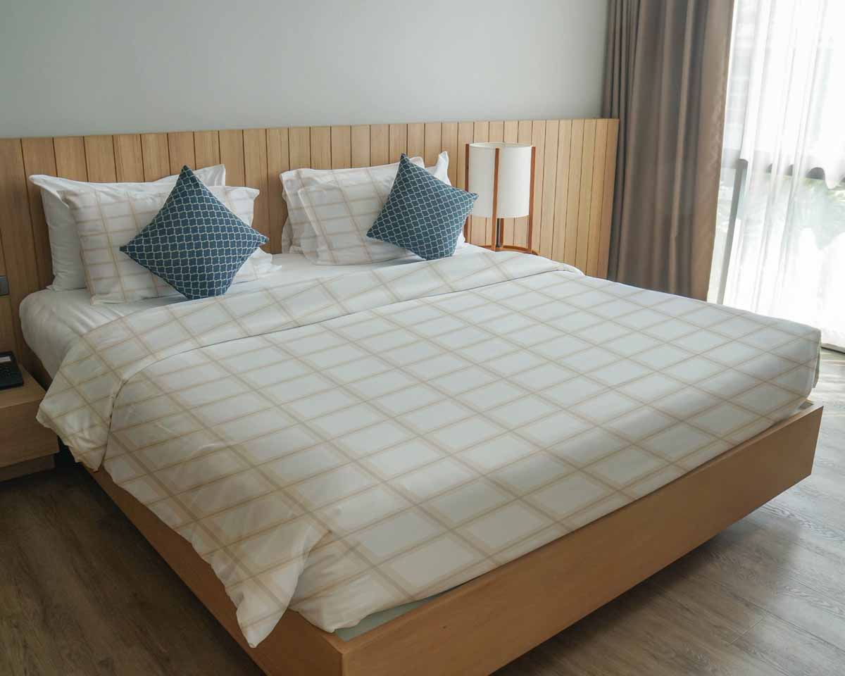 Original Therapiedecke - Baumwollbezug Orange Beige Karo