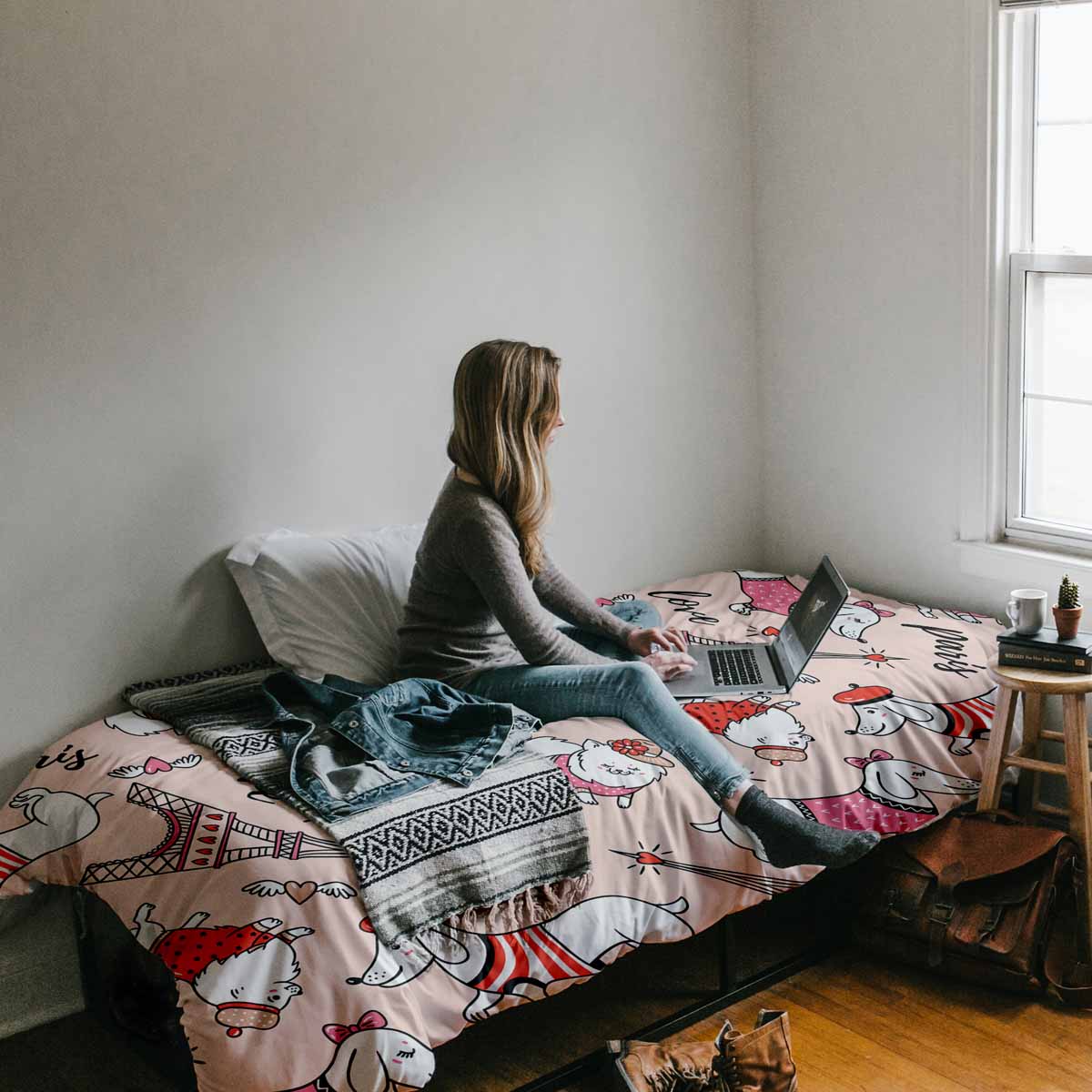 Original Therapiedecke - Baumwoll Bettwäsche Set Hund in Paris